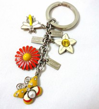 New Coach RARE Flower Butterfly Ladybug Bee Crystal Jewel Key Chain Ring Fob Bag