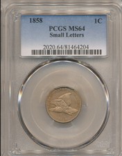 1858 Small Letters Flying Eagle Cent Ms64 Pcgs