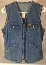 Vintage 1980's Gitano Denim Vest Women's S Metal Buttons & Zipper Pockets 80's