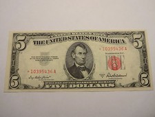1953 A Star $5 Red Seal United States Legal Tender Note Uncirculated