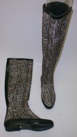 DAV Damen hohe Gummistiefel / Regenstiefel Schlangenmuster braun schwarz 36 NEU