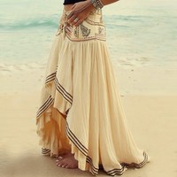 Damen Maxirock Sommerrock Lang Rock Strandrock Boho Lang Strand Röcke Skirt