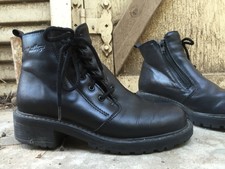 6 Side Lace Boots black leather lug combat grunge asymmetric zipper vintage 90s