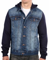 RUDE Men's Denim Fleece Hooded Jacket