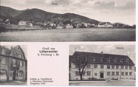 130.AK,Freiburg-Littenweiler, Kaffee u.Conditorei Einbecker,Totalansicht,Schule