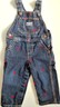 Oshkosh B'Gosh Train Jean Overalls 12 Months Baby Boy One Piece Denim Snap Leg