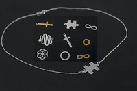 SILBER HALSKETTE 45cm SILBER 925  CELEBRITY Puzzle Kreuz Unendlichkeit Infnity