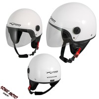 Motorradhelm Motorrad Roller Jet Helm Demi Mit Viser Weiss