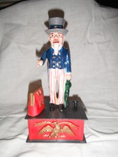New Without Box -- Vintage Repro Uncle Sam Plastic Mechanical Bank /Hong Kong