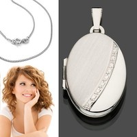 XL Foto Medaillon Amulett Anhänger oval mit Kette SILBER 925 für 2 Fotos Bilder