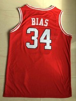 Len Bias #34 maryland terrapins Basketball Jersey Swingman RED SEWN S-XXL 