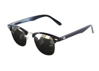 Retro 1980’s Vintage Black Frame Mirror Clubmaster Aviator Sunglasses UV400 Lens