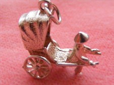 VINTAGE STG SILVER CHARM MAN PULLING RICKSHAW MOVES