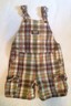 OshKosh B'Gosh Shorts Overalls 24 Months Plaid Brown Green Shortalls Cute!