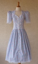 Vintage 1980s Blue Floral Gunne Sax Dress by Jessica McClintock Size