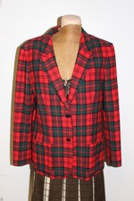 Vtg 50S Pendleton Wool Red Tartan Plaid blazer Jacket Lined S M