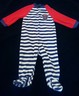 Tommy Hilfiger Baby Boy 6-9 M Blue Red Colorblock Striped Footed Snap Sleeper 
