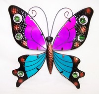 Großer Schmetterling  Metall und Glas Wanddeko Gartendeko Garten Butterfly Neu 