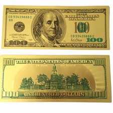 Gold Us dollars $100 Paper Money Banknotes Fine Crafts Brand New High Quality