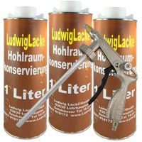 Hohlraumversiegelung  Hohlraumkonservierung  3 x 1 Liter Dose & UBS Pistole