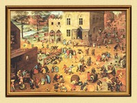 MALER PIETER BRUEGEL DER ÄLTERE KINDERSPIELE MITTELALTER FAKS 15 im Goldrahmen