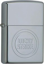 ZIPPO "LUCKY STRIKE" POLISHED CHROME ENGRAVED LIGHTER ** NEW in BOX **