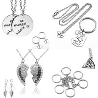 Paar Partner Halskette Schlüssel-Ring Herz Anhänger Freundschaft Familie Liebe