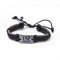 Lederarmband - I Love Jesus - braun (*NEU*)(*OVP*)