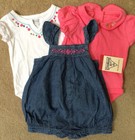 LOT 3 NWT MSRP $72 OshKosh B'Gosh Girl Infant Bodysuit and Romper Embroidered 6m