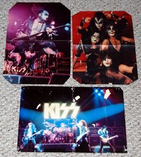 Kiss 1975 3pc Magazine Poster Lot Gene Simmons Concert Ace Frehley Aucoin