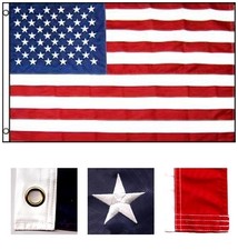 NEW 3'x5' US AMERICAN FLAGS Embroidered Stars Sewn Stripes Brass Gromets Nylon
