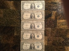 New listing
Lot Of 5 1957A $1 Circulated Blue Seal Silver Certificates