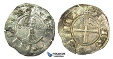 J28, Crusaders, Antioch. Bohémond Iii, (1163-1201) Ar Denier (0.93g)