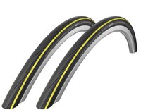 2x Schwalbe Lugano Reifen 700-23C (23-622) sz/gelb Draht 28" Kevlar Pannenschutz