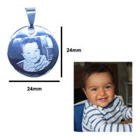 Rund Anhänger ca. 24 x 24 mm mit Fotogravur - Bildgravur und Kette