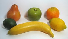 Plastic Fruit Lot 6 Prop Play Home Staging Decor Banana Apple Pear Citrus