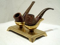 alte 2er Pfeifenhalter Pfeifenständer Messing 680g 30er Antik RAR!-Dachbodenfund