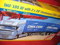 ITALERI® 3861 1:24 DAF 105 XF WITH 2x20`CONTAINERS CMA-CGM NEU OVP