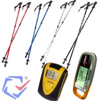 Nordic Walking Stöcke Aluminium Teleskop 65 - 135 cm + Pedometer Schrittzähler
