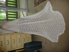 New listing
#616H antique vtg White Net Lace 52' W x 80L Oblong wedding Veil tablecloth