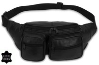 BAUCHTASCHE Schwarz ECHT LEDER Gürteltasche Doggy Bag Hüft-Tasche Mod.No. 5