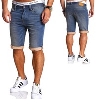 TRUE RELIGION Jeans-Bermuda DEAN Shorts Jogg-Jeans Dunkelblau/Blau/Hellblau NEU