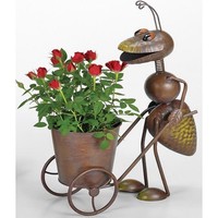 Blumentopfhalter „Ameise“ schiebend Metall lackiert 31x 13,5 x 43 cm Blumentopf