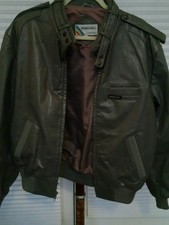 Members Only Vtg 70s 80's Gray Leather cafe racer kart jacket coat cruiser Sz 44