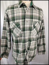 Vintage 1970s Green Plaid Wool/Nylon WoolOtheWest by Commando Shirt Medium