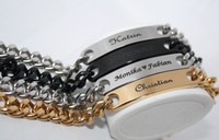 ID Edelstahl Armbander+Gravur nach Wunsch Partnerarmbänder Gold, Silber, Schwarz
