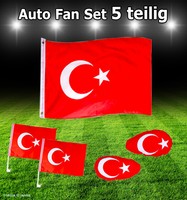 5 Teilig Auto Fanset TÜRKEI Türkiye Bayrak Fahne Flagge Fußball WM EM Fanartikel