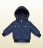 NWT NEW Gucci baby kids boys navy blue red web nylon puffer jacket coat 12/18m