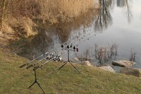 Karpfen Angelset 3 x 3,60M Ruten, 3 x Freilaufrollen,Rod Pod,Bissanzeiger