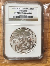 Scallop China S10Y 2012 Silver Dragon, Ngc Pf 70 Ultra Cameo
